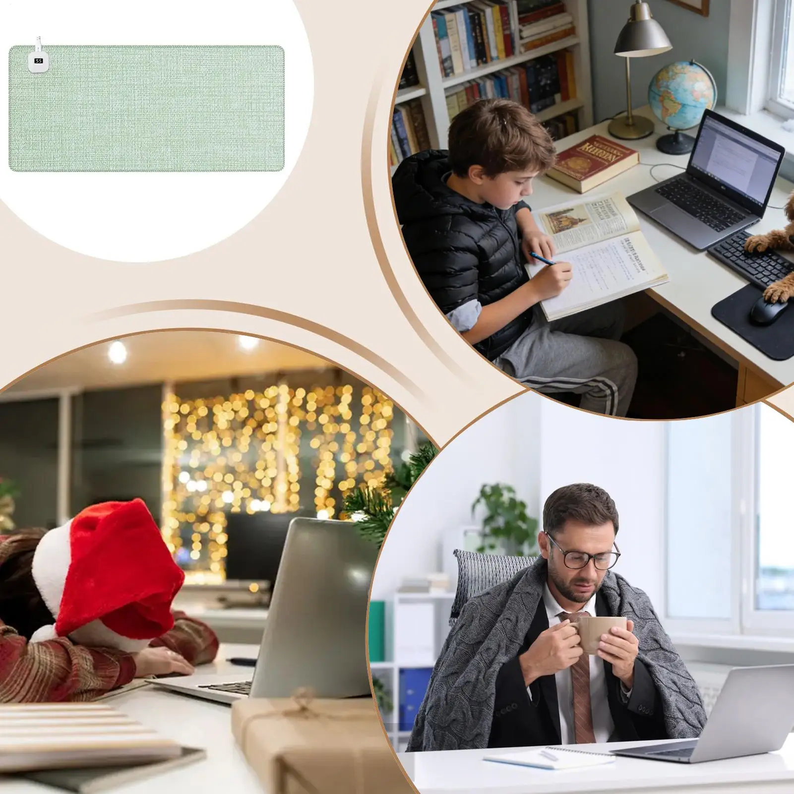 Computer Desk Mat Non Slip Fast Heating Keyboard Mat Heated Mouse Pad For Office Home Computer Winter Cold Weather Study