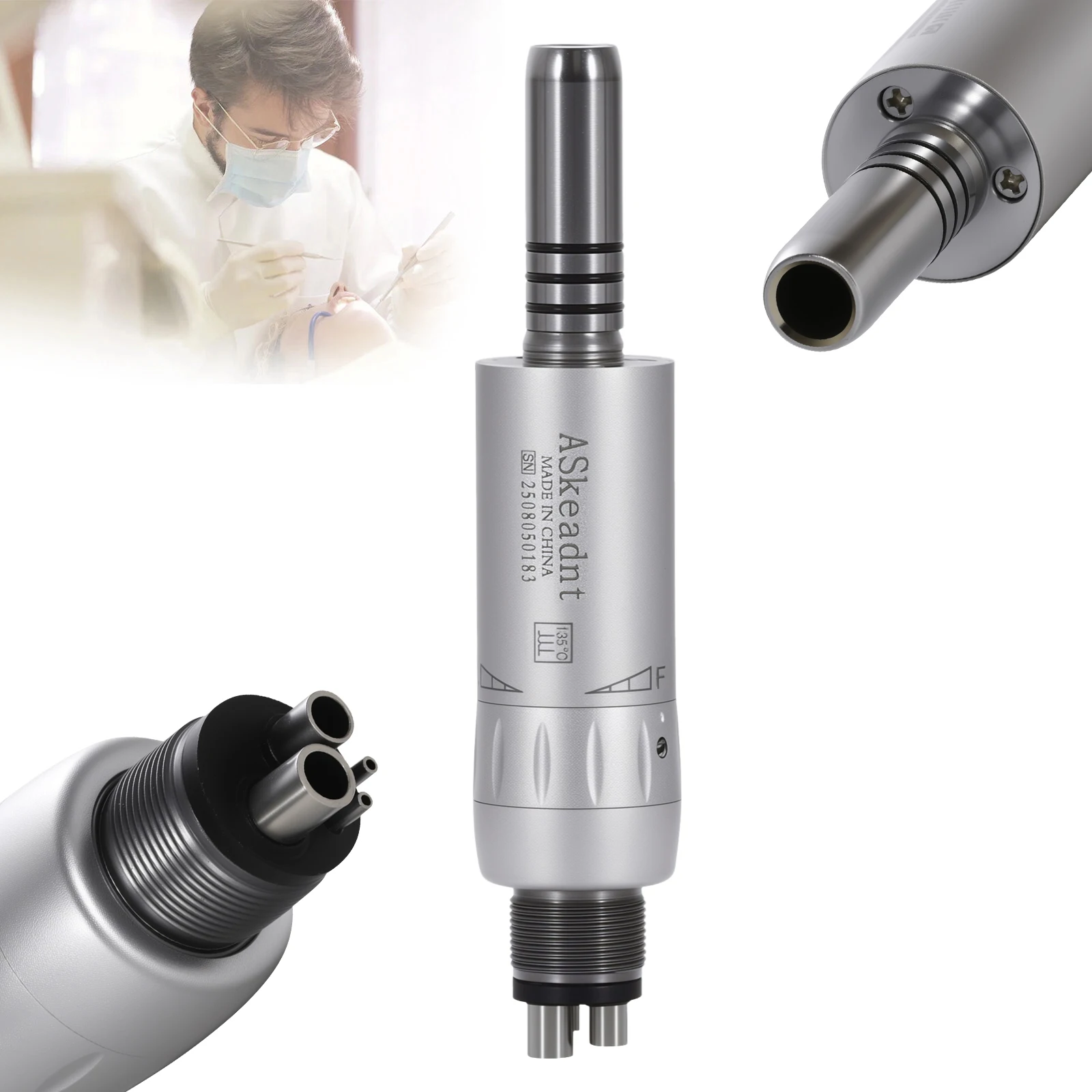 ASkeadnt Dental Inner Water Spray Low Speed 1:1 Ratio Air Motor 4 Holes E-type fit KaVo NSK
ASkeadnt Dental Inner Water Spray Low Speed 1:1 Ratio Air Motor 4 Holes E-type fit KaVo NSK