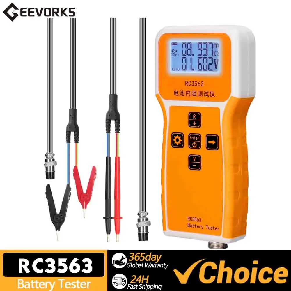 RC3563 200Ω 100V Portable Battery Internal Resistance Voltage Tester 3-digit Display Battery Tester Lithium Battery Detector
RC3563 200Ω 100V Portable Battery Internal Resistance Voltage Tester 3-digit Display Battery Tester Lithium Battery Detector