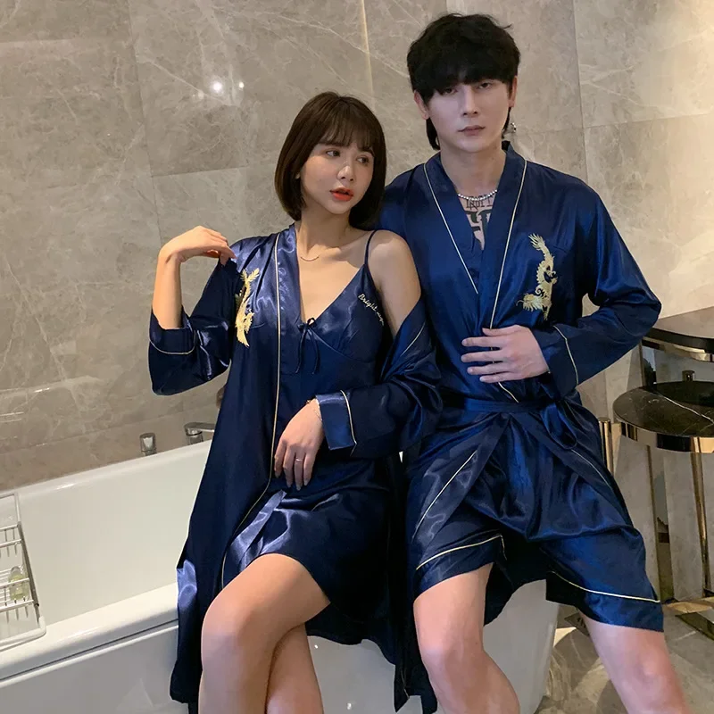 Lovers Silk Robe Gown Set Sexy 2 Pieces Lounge Set Satin Embroidery Dragon Sleepwear Robe Ladies Nightwear Solid Nightdress
Lovers Silk Robe Gown Set Sexy 2 Pieces Lounge Set Satin Embroidery Dragon Sleepwear Robe Ladies Nightwear Solid Nightdress