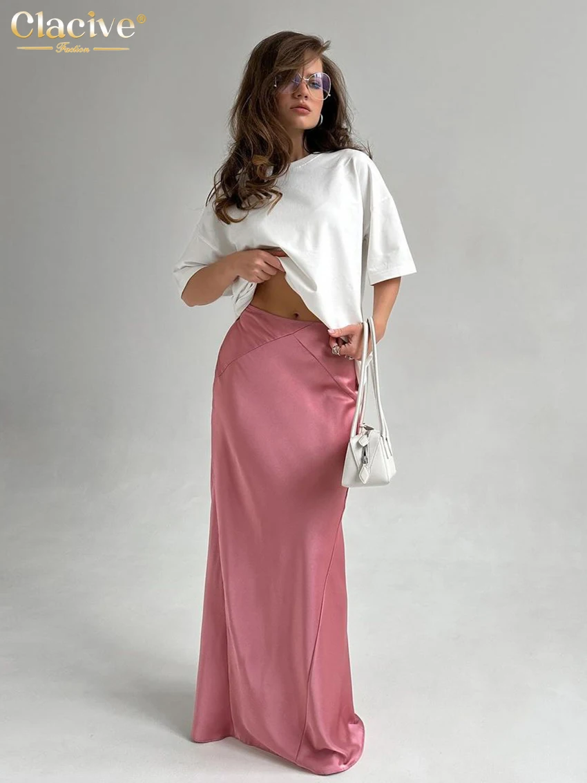 Clacive Fashion Loose Pink Satin Women's Skirt 2024 Elegant High Waist Long Skirts Casual Classic Solid Skirt Female Clothing
Clacive Fashion Loose Pink Satin Women's Skirt 2024 Elegant High Waist Long Skirts Casual Classic Solid Skirt Female Clothing
