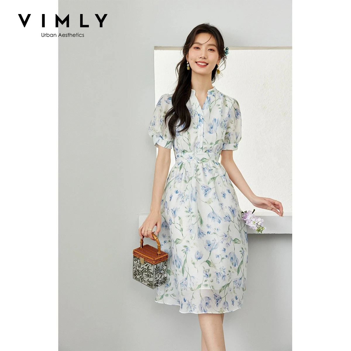 VIMLY Elegant Floral Summer Dress for Woman 2026 Flower Print Stand Collar Knee-Length French Tea Dress Female Clothing V7983
VIMLY Elegant Floral Summer Dress for Woman 2026 Flower Print Stand Collar Knee-Length French Tea Dress Female Clothing V7983