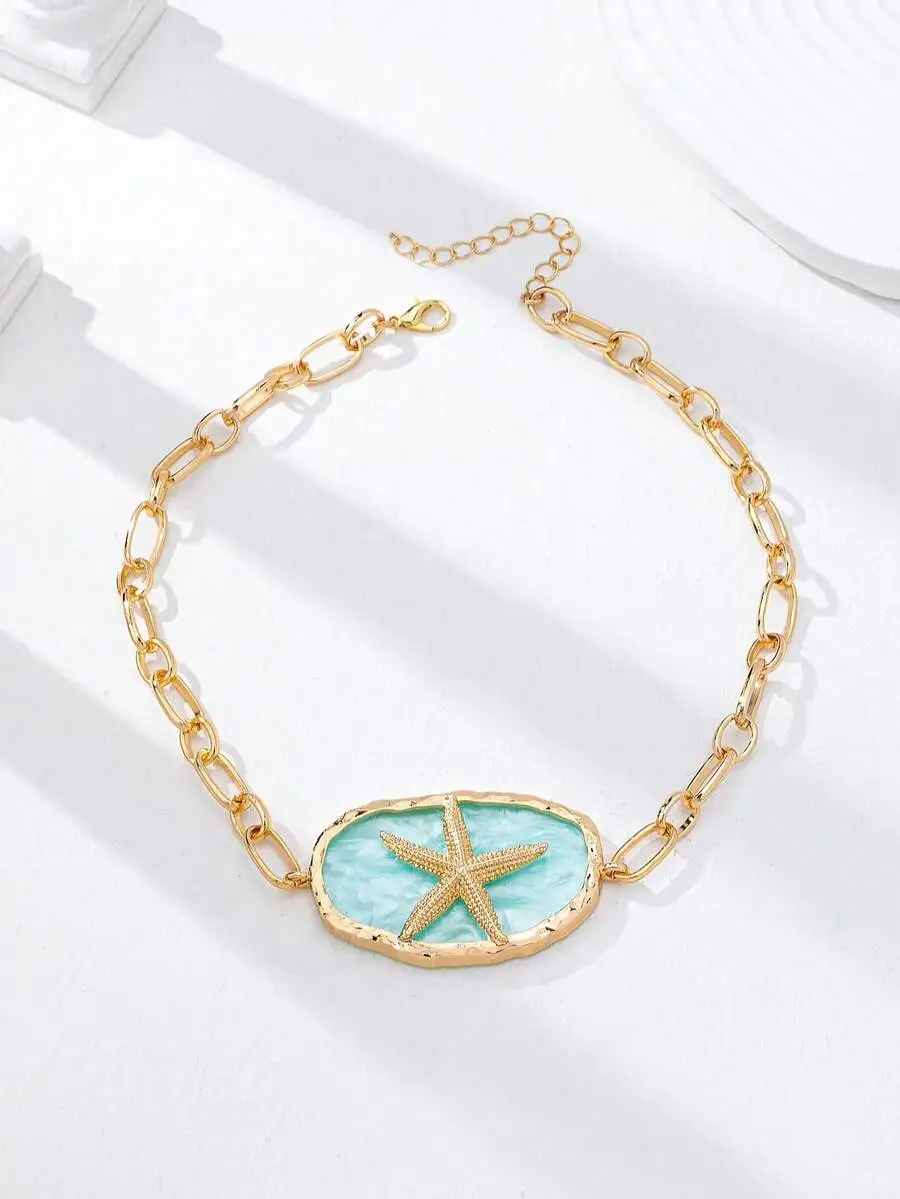 Womens Chunky Starfish Pendant Necklace Ocean Theme Boho Summer Beach Accessory
Womens Chunky Starfish Pendant Necklace Ocean Theme Boho Summer Beach Accessory