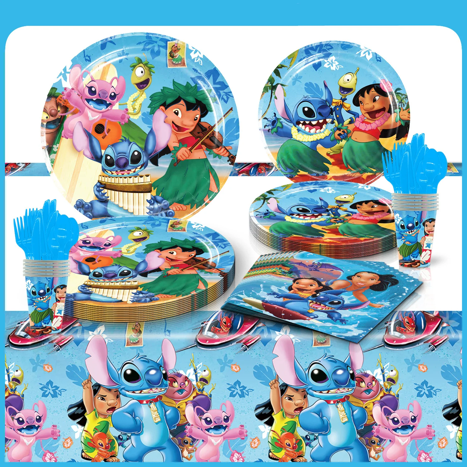10/20 People Cartoon Stitch Theme Birthday Party Decoration Disposable Plate Cup Tablecloth Stitch Background Party Supplies
10/20 People Cartoon Stitch Theme Birthday Party Decoration Disposable Plate Cup Tablecloth Stitch Background Party Supplies 