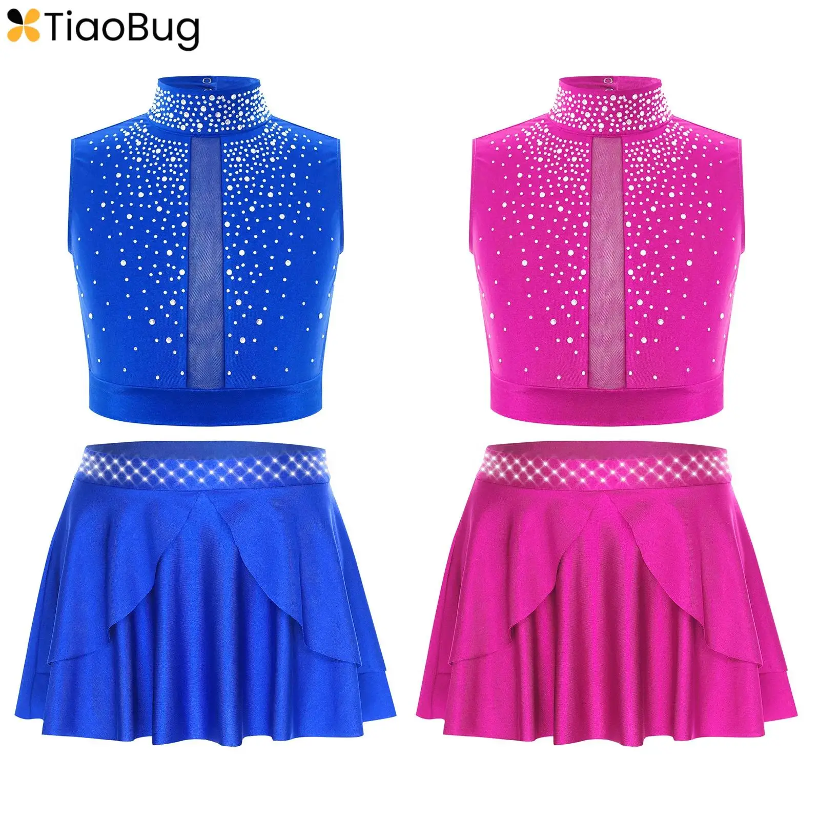 Kids Girls Modern Lyrical Dance Outfit Shiny Rhinestones Crop Top+Skirt for Latin Ballet Gymnastics Dance Performance Costumes
Kids Girls Modern Lyrical Dance Outfit Shiny Rhinestones Crop Top+Skirt for Latin Ballet Gymnastics Dance Performance Costumes