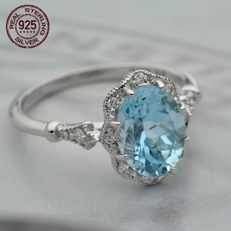 Vintage Inspired Elegant 925 Sterling Silver Ring with Oval Sea Blue Zirconia for Women Perfect for Engagements D
Vintage Inspired Elegant 925 Sterling Silver Ring with Oval Sea Blue Zirconia for Women Perfect for Engagements D