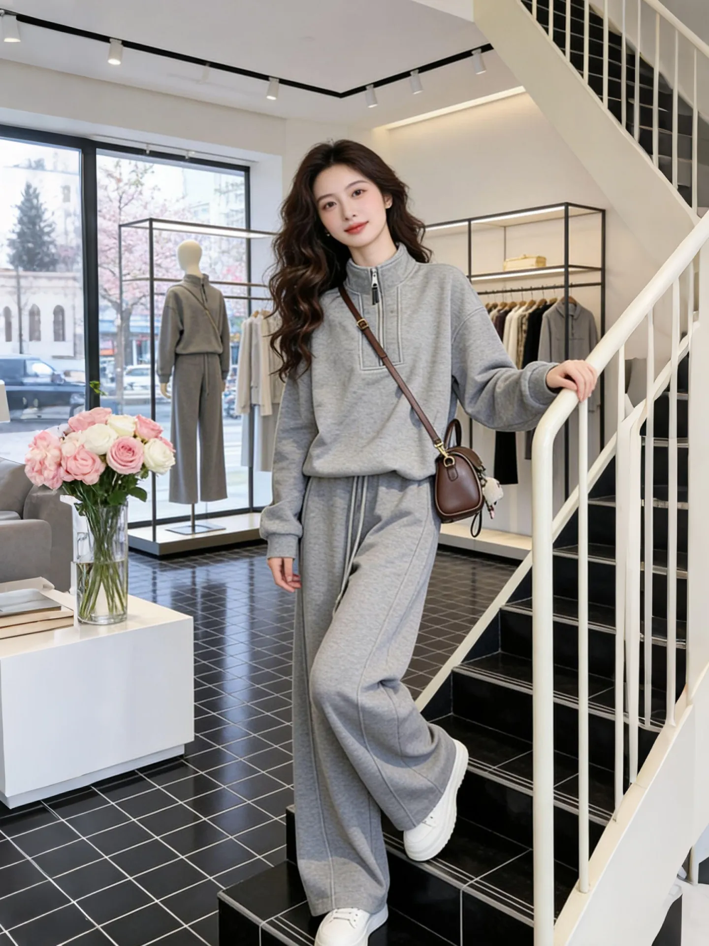 Spring Trendy Grey Casual Set New Women's Fashion Semi-Zip Sweatshirt Wide Leg Pants Two-Piece Suit Office Wear Spring Collec...
Spring Trendy Grey Casual Set New Women's Fashion Semi-Zip Sweatshirt Wide Leg Pants Two-Piece Suit Office Wear Spring Collec...