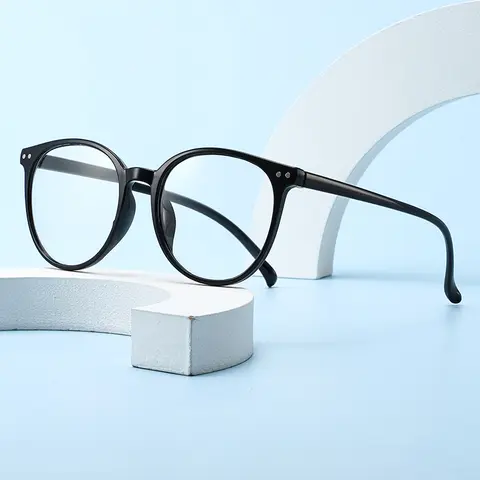 Moda 2 pezzi rivetti rotondi montature per occhiali stile semplice occhiali anti luce blu lenti ottiche occhiali di marca di lusso femminile