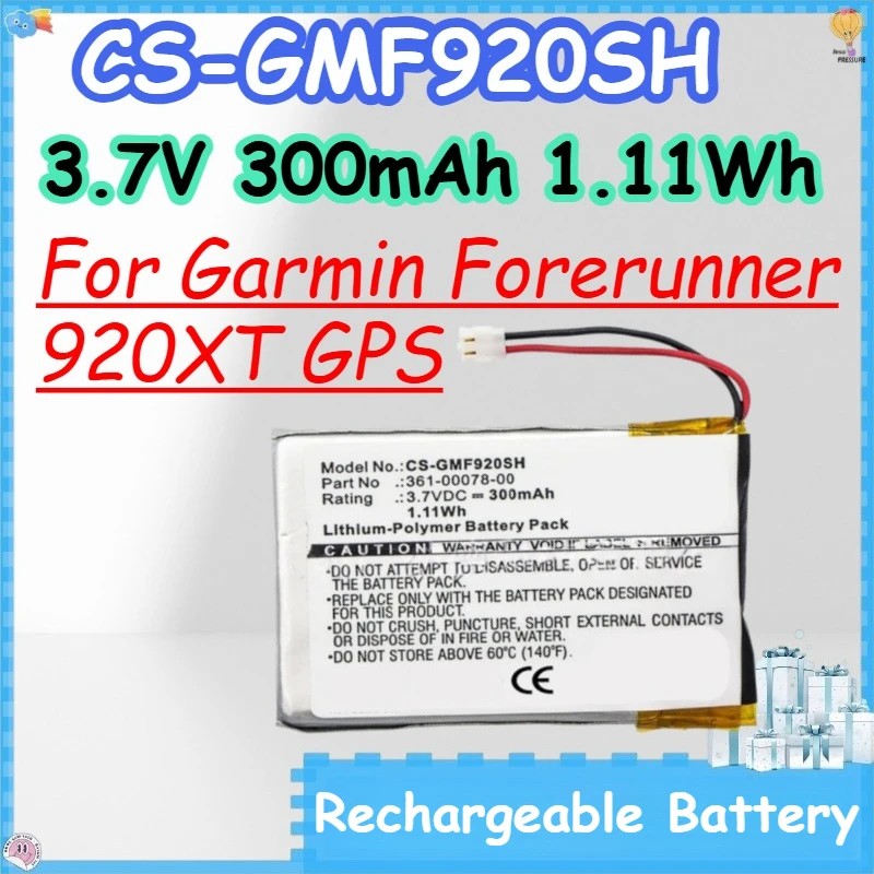 3.7V 300mAh 1.11Wh CS-GMF920SH Rechargeable Batteries for Garmin Forerunner 920XT GPS Replace The Battery 361-00078-00/CS-GMF92
3.7V 300mAh 1.11Wh CS-GMF920SH Rechargeable Batteries for Garmin Forerunner 920XT GPS Replace The Battery 361-00078-00/CS-GMF92