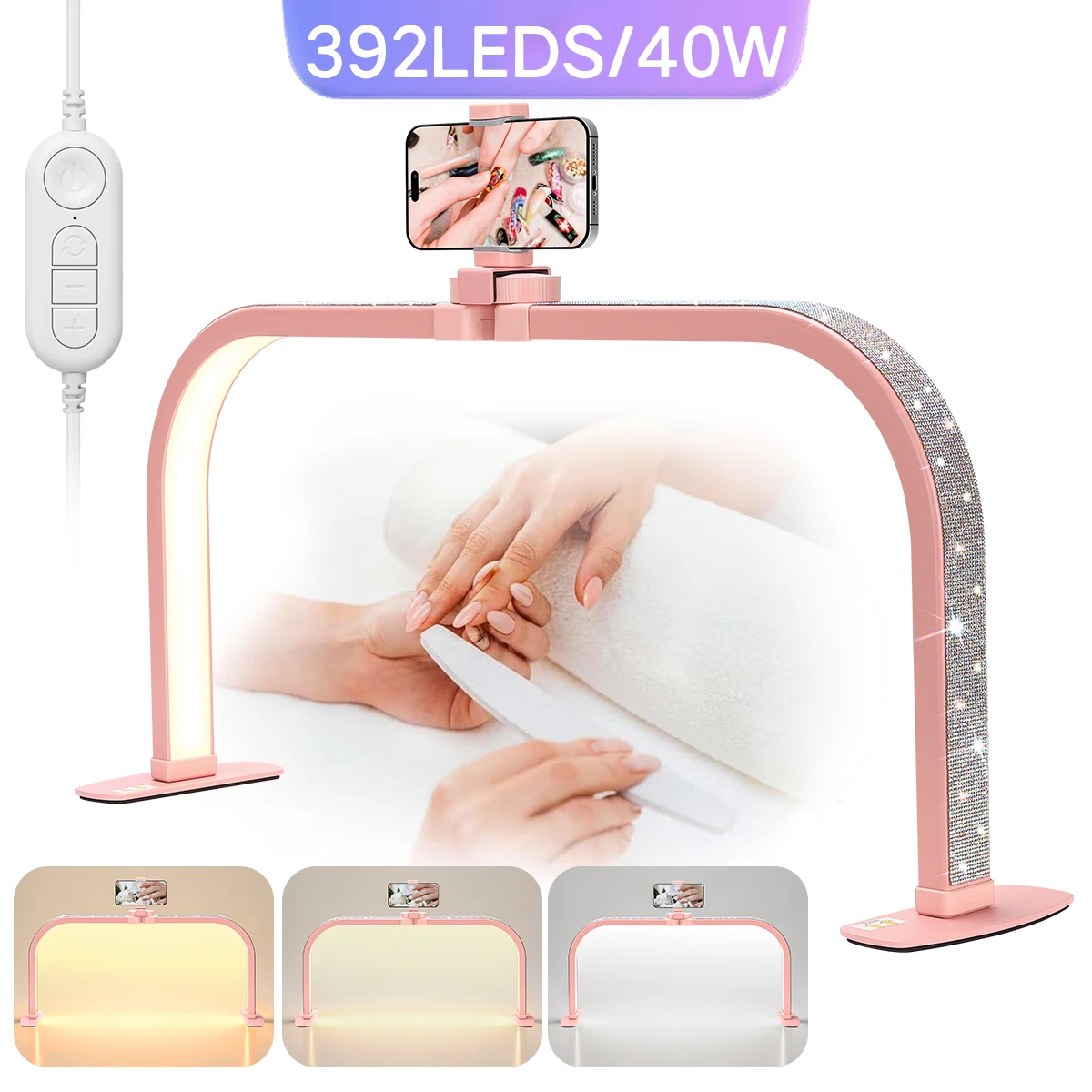 DianaBeauty 40W Large Square Foldable Adjustable Brightness LED Nail Light Lash Lamp 25Inch Half-Moon lamp With Phone Holder
DianaBeauty 40W Large Square Foldable Adjustable Brightness LED Nail Light Lash Lamp 25Inch Half-Moon lamp With Phone Holder