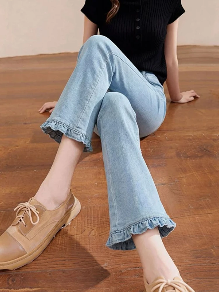Elegant Blue Bell Bottoms Women's High Waist Slimming Drapey Fashionable Nine-Piece Jeans Spring Summer New Arrivals
Elegant Blue Bell Bottoms Women's High Waist Slimming Drapey Fashionable Nine-Piece Jeans Spring Summer New Arrivals