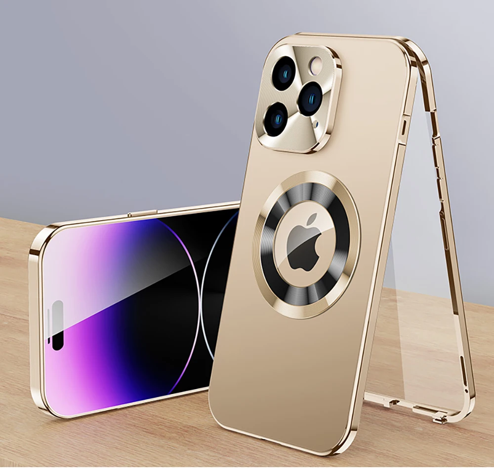 For iPhone 15 13 12 14 Pro Max Case 360° Full screen Lens Metal Magnetic Magsafe Cases Aluminum alloy HD Glass protective cover
For iPhone 15 13 12 14 Pro Max Case 360° Full screen Lens Metal Magnetic Magsafe Cases Aluminum alloy HD Glass protective cover