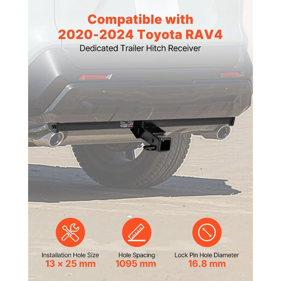 Class 3 Trailer Hitch, 2-Inch Receiver, 6000 lbs, Q345B Steel Tube Frame, Compatible w/ 2020-2024 Toyota RAV4, Multi-Fit Hitch
Class 3 Trailer Hitch, 2-Inch Receiver, 6000 lbs, Q345B Steel Tube Frame, Compatible w/ 2020-2024 Toyota RAV4, Multi-Fit Hitch