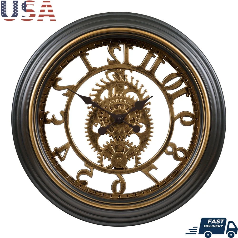 20 Inch Vintage Quartz Wall Clock Industrial Design Open Dial Antique Gears Home Decor Steampunk Style Decorative Timepiece
20 Inch Vintage Quartz Wall Clock Industrial Design Open Dial Antique Gears Home Decor Steampunk Style Decorative Timepiece