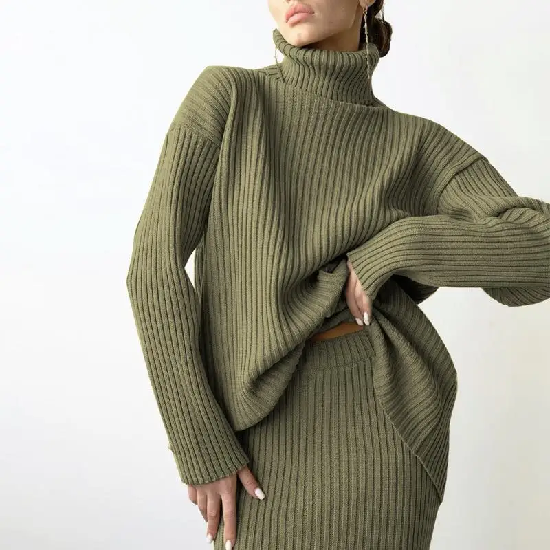 High Collar Sweater And Skirt Set Women's Loose Warm Casual Faion mid Low Waist PVC Material Pure Color Pattern
High Collar Sweater And Skirt Set Women's Loose Warm Casual Faion mid Low Waist PVC Material Pure Color Pattern
