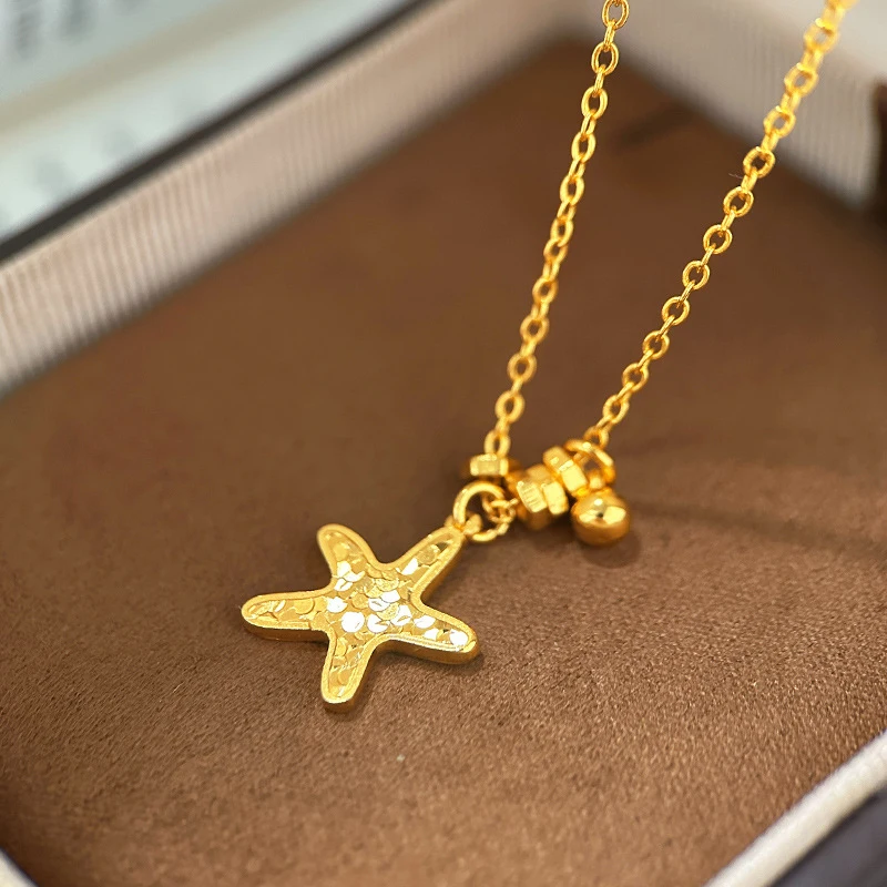 Luxury 100% Real 24K Gold Small Starfish Pendant Necklace, Light Luxury Niche Delicate Versatile Collarbone Choker
Luxury 100% Real 24K Gold Small Starfish Pendant Necklace, Light Luxury Niche Delicate Versatile Collarbone Choker