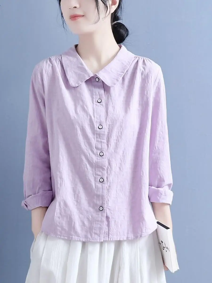 Retro Style Floral Embroidery Cotton Linen Shirt Women's Spring Summer Loose Long Sleeve Doll Collar Fashionable Top
Retro Style Floral Embroidery Cotton Linen Shirt Women's Spring Summer Loose Long Sleeve Doll Collar Fashionable Top