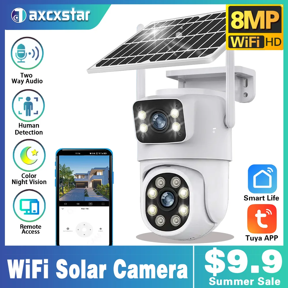 Tuya 4K 8MP WiFi Solar Battery PTZ Camera Dual Lens Screen Outdoor Security Protection PTZ PIR Detection CCTV Surveillance Smart
Tuya 4K 8MP WiFi Solar Battery PTZ Camera Dual Lens Screen Outdoor Security Protection PTZ PIR Detection CCTV Surveillance Smart