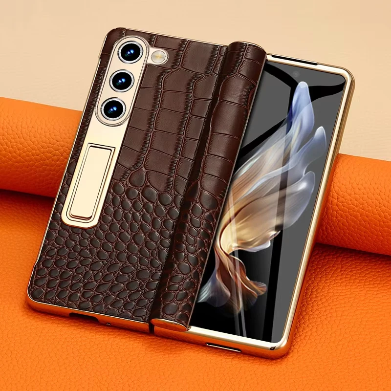 Leather Phone Case for Samsung Galaxy Z Fold 7 6 5 4 3 Fold6 Fold7 Gold Plating Magnetic Hinge Stand Back Cover with Mirror Film
Leather Phone Case for Samsung Galaxy Z Fold 7 6 5 4 3 Fold6 Fold7 Gold Plating Magnetic Hinge Stand Back Cover with Mirror Film