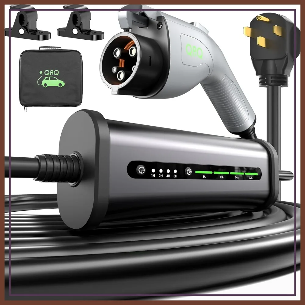 32A 240V Level 2 EV Charger with NEMA 14-50P, Portable 25FT Cable, Adjustable Current & Timing Delay, J1772 Compatible
32A 240V Level 2 EV Charger with NEMA 14-50P, Portable 25FT Cable, Adjustable Current & Timing Delay, J1772 Compatible