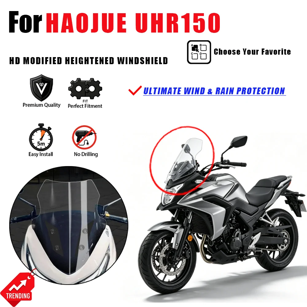 For Haojue UHR150 Modified Heightened Windshield HD Clear Wide Chest Protector Rain Shield Accesorios Moto Parabrisas Cupula
For Haojue UHR150 Modified Heightened Windshield HD Clear Wide Chest Protector Rain Shield Accesorios Moto Parabrisas Cupula