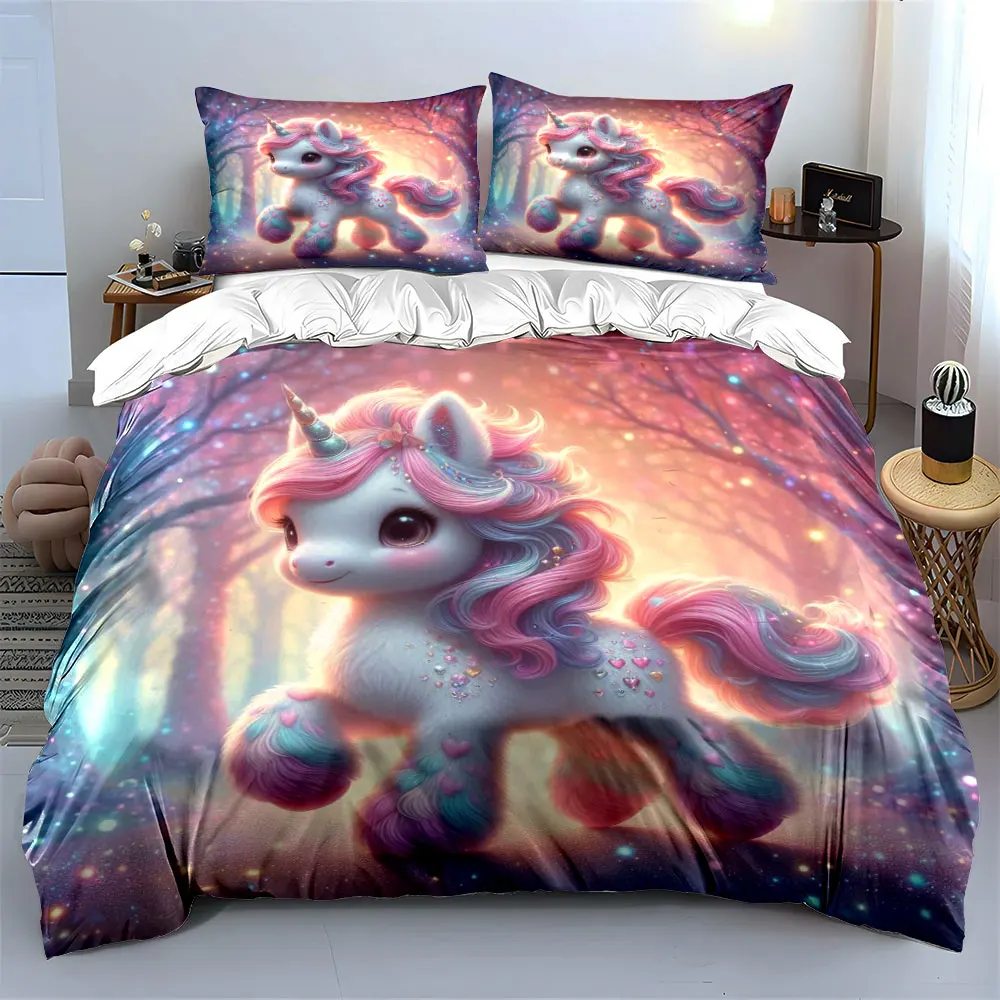 Adorable Unicorn in Enchanted Forest Duvet Cover Set with 3D Printing Design Soft Polyester Bedding Set All-Season Comfort
Adorable Unicorn in Enchanted Forest Duvet Cover Set with 3D Printing Design Soft Polyester Bedding Set All-Season Comfort