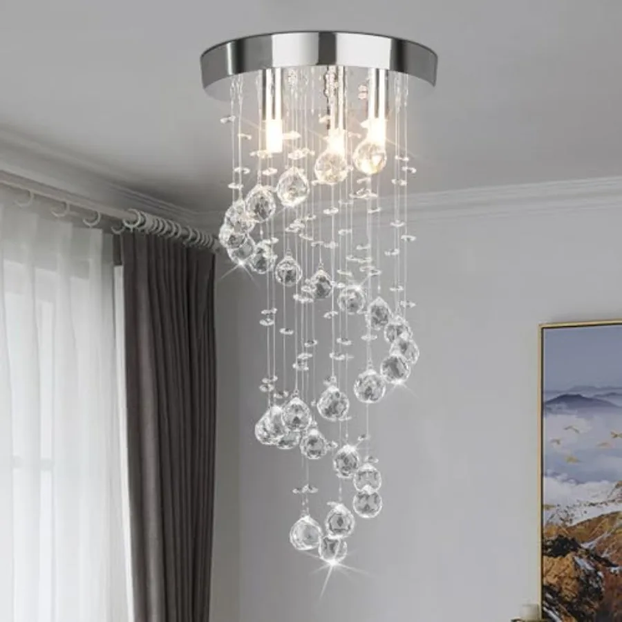 3-Lights Spairal Crystal Chandelier, Modern Raindrop Light Fixture Pendant Ceiling Mount Lamp Lighting Fixtures for LivingRoom,
3-Lights Spairal Crystal Chandelier, Modern Raindrop Light Fixture Pendant Ceiling Mount Lamp Lighting Fixtures for LivingRoom,