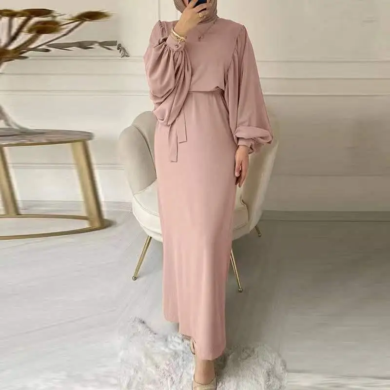 Women's Muslim Fashion Lantern Sleeve Dress Slim Waist Wrap Hip Round Neck Long Sleeve Dresses
Women's Muslim Fashion Lantern Sleeve Dress Slim Waist Wrap Hip Round Neck Long Sleeve Dresses
