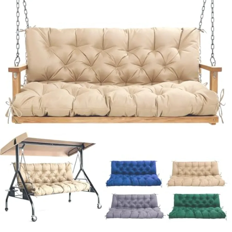 Porch Swing Cushions 60 Inch, Waterproof Patio 2 3 Seater Replacement for Outdoor Furniture with BackrestandStrap, Thick 4" Swi
Porch Swing Cushions 60 Inch, Waterproof Patio 2 3 Seater Replacement for Outdoor Furniture with BackrestandStrap, Thick 4" Swi
