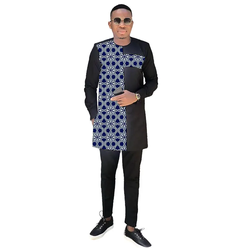 African Print Clothes Men Patchwork Shirt With Solid Black Pant Sets Nigerian Style Male Groom Suit
African Print Clothes Men Patchwork Shirt With Solid Black Pant Sets Nigerian Style Male Groom Suit