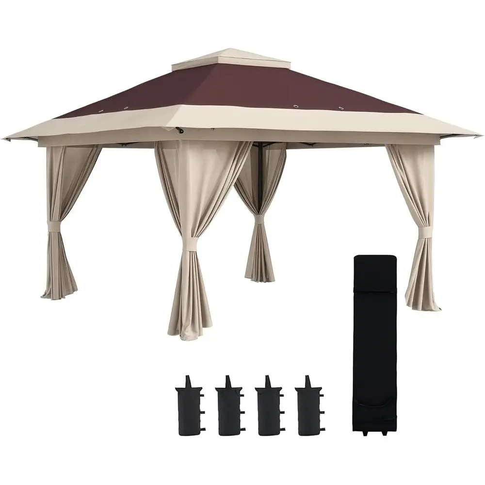 Коричневый садовый шатер 13' x 13' с москитной сеткой, портативное укрытие, крепления для воды/песка и сумка на колесах для вечеринок в саду
Коричневый садовый шатер 13' x 13' с москитной сеткой, портативное укрытие, крепления для воды/песка и сумка на колесах для вечеринок в саду