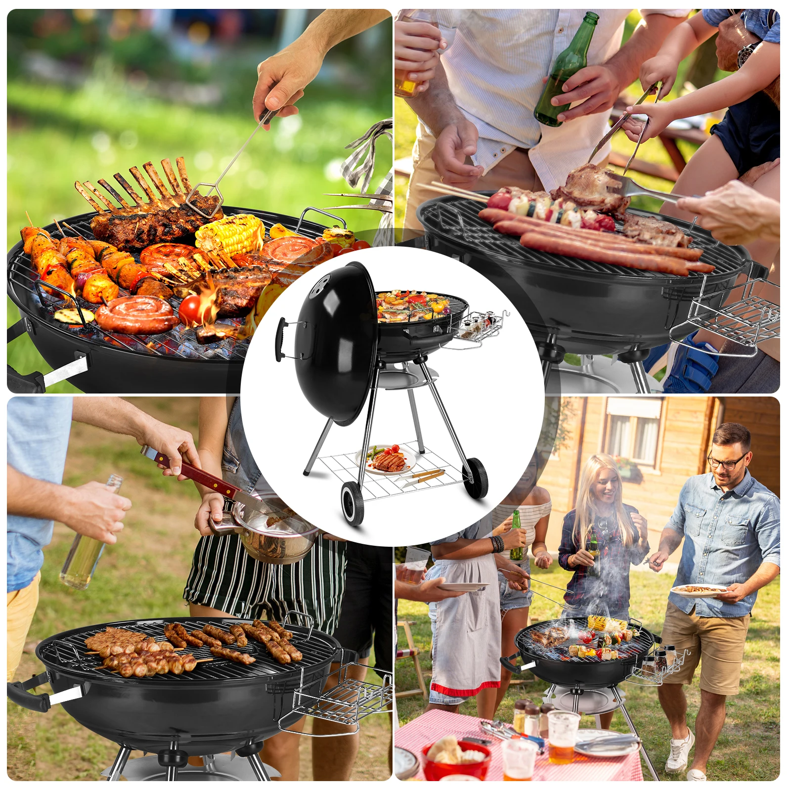 28 Inch Portable Charcoal Grill with Wheels Storage Holder Porcelain Enameled Lid Ash Catcher Thermometer Round Kettle Outdoor
28 Inch Portable Charcoal Grill with Wheels Storage Holder Porcelain Enameled Lid Ash Catcher Thermometer Round Kettle Outdoor