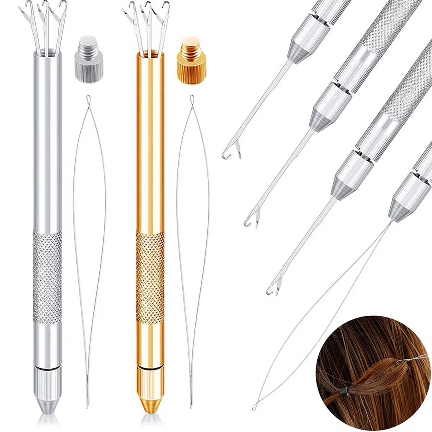 Loop Needle Threader, 4-in-1 Hair Extension Tools,Knitting Hook Needles, Aluminum Ventilating Holder and Latch Hook Needles Kit
Loop Needle Threader, 4-in-1 Hair Extension Tools,Knitting Hook Needles, Aluminum Ventilating Holder and Latch Hook Needles Kit