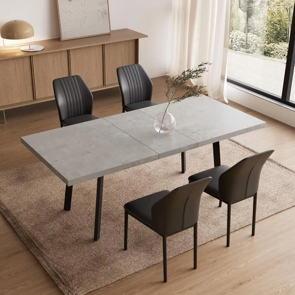 Expandable Dining Table Set for 4-6 People, Thickened MDF Wooden Table with Metal Legs, Suitable for Dining Room, Kitchen, Livin
Expandable Dining Table Set for 4-6 People, Thickened MDF Wooden Table with Metal Legs, Suitable for Dining Room, Kitchen, Livin
