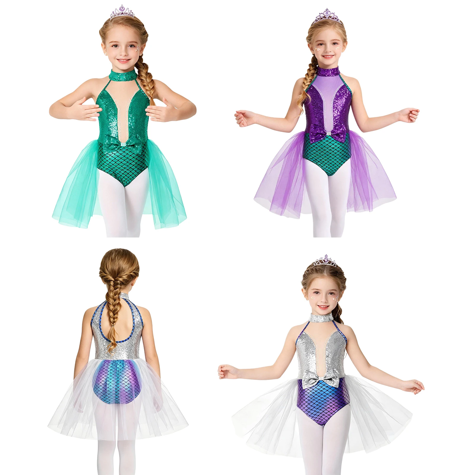 Kids Girls Halloween Theme Party Mermaid Ballet Dance Dress Metallic Shiny Fish Scale Sequin Bow Tulle Bodysuit Tutu Dancewear
Kids Girls Halloween Theme Party Mermaid Ballet Dance Dress Metallic Shiny Fish Scale Sequin Bow Tulle Bodysuit Tutu Dancewear