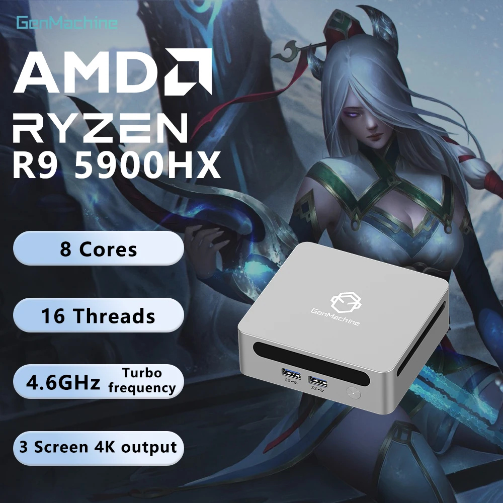 GenMachine Mini PC Ryzen 9 5900HX Windows 11 Ryzen DDR4 16G RAM+512G ROM 4.6GHz WIFI6 Mini Computer PC Gamer Diy Gaming Computer
GenMachine Mini PC Ryzen 9 5900HX Windows 11 Ryzen DDR4 16G RAM+512G ROM 4.6GHz WIFI6 Mini Computer PC Gamer Diy Gaming Computer