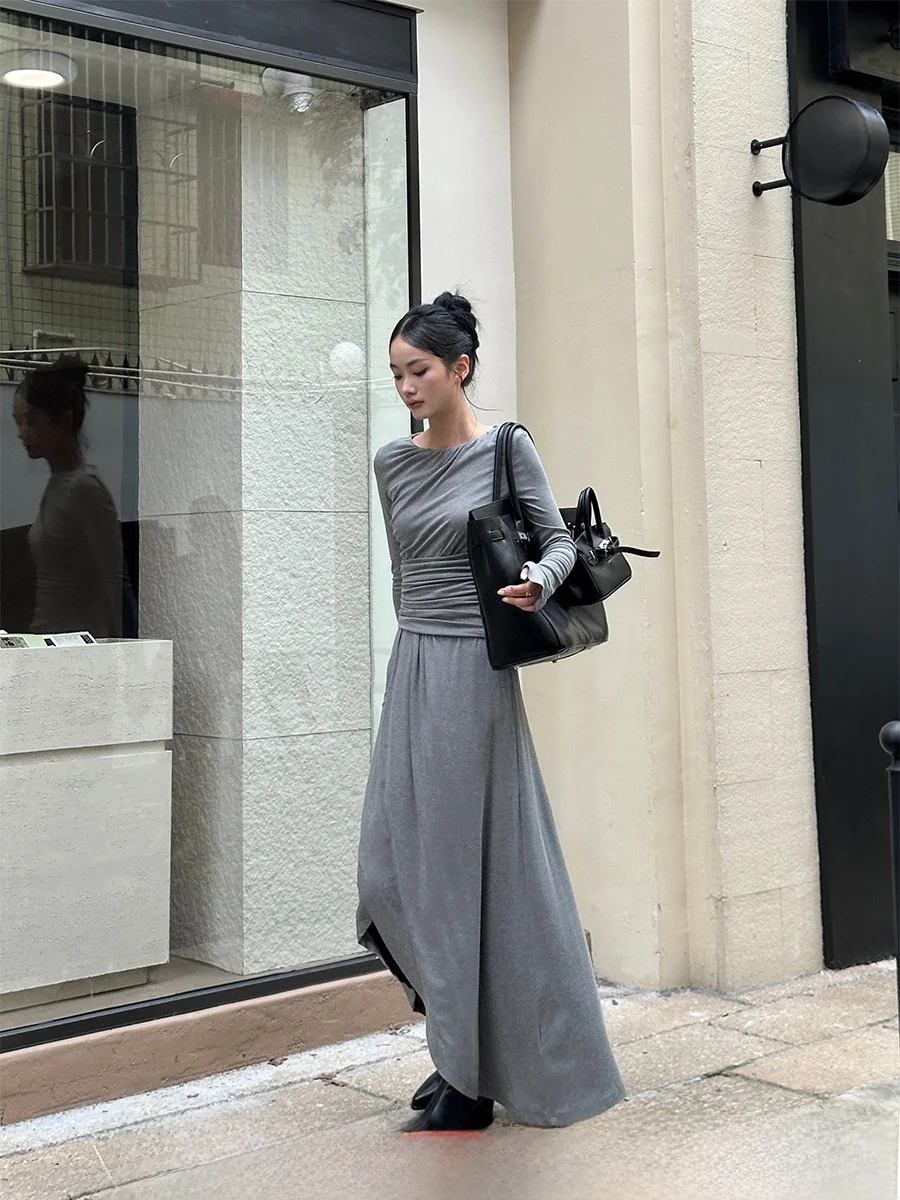 VENUIE Women's Long Sleeve Asymmetrical Dress Casual Style Gathered Waist Slimming round Neck Split Long Gown Autumn Fashion
VENUIE Women's Long Sleeve Asymmetrical Dress Casual Style Gathered Waist Slimming round Neck Split Long Gown Autumn Fashion