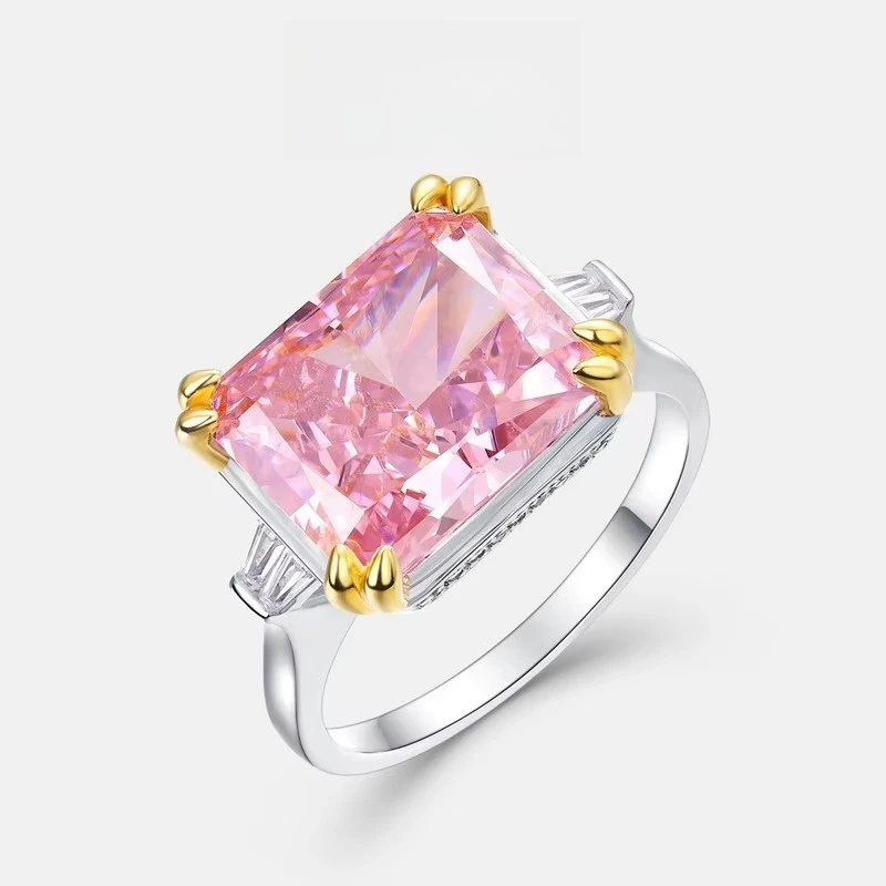 S925 Silver Plated 18K Gold Inlaid with Colored Gemstones PT950 Platinum High Carbon Diamond Pink Sugar Ring
S925 Silver Plated 18K Gold Inlaid with Colored Gemstones PT950 Platinum High Carbon Diamond Pink Sugar Ring