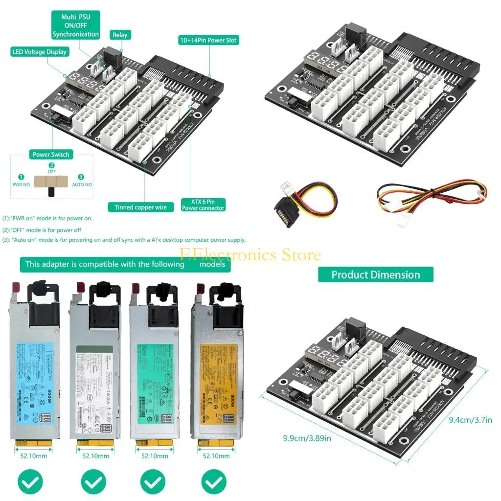 B03C Industrial 2200W to 6Pin Power Adapters PCBs for Connecting Servers PSUs To Multiple GPUs
B03C Industrial 2200W to 6Pin Power Adapters PCBs for Connecting Servers PSUs To Multiple GPUs