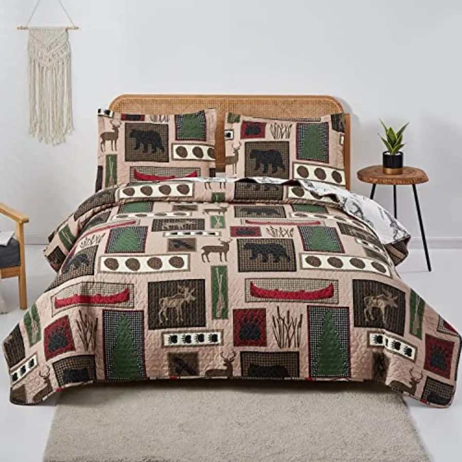 Lodge Bedding Set King Size Rustic Cabin Quilts Lightweight Reversible Moose Bear Bedspread Coverlet All Season Country Forest
Lodge Bedding Set King Size Rustic Cabin Quilts Lightweight Reversible Moose Bear Bedspread Coverlet All Season Country Forest