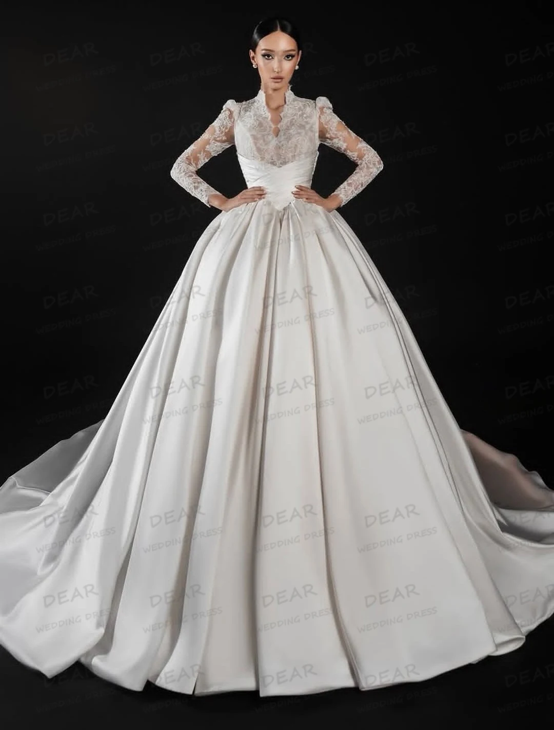 Simple Wedding Dresses V Neck Appliques Women's Long Sleeve Satin A Line Bridal Gowns Party Formal Vestidos De Novia Customized
Simple Wedding Dresses V Neck Appliques Women's Long Sleeve Satin A Line Bridal Gowns Party Formal Vestidos De Novia Customized