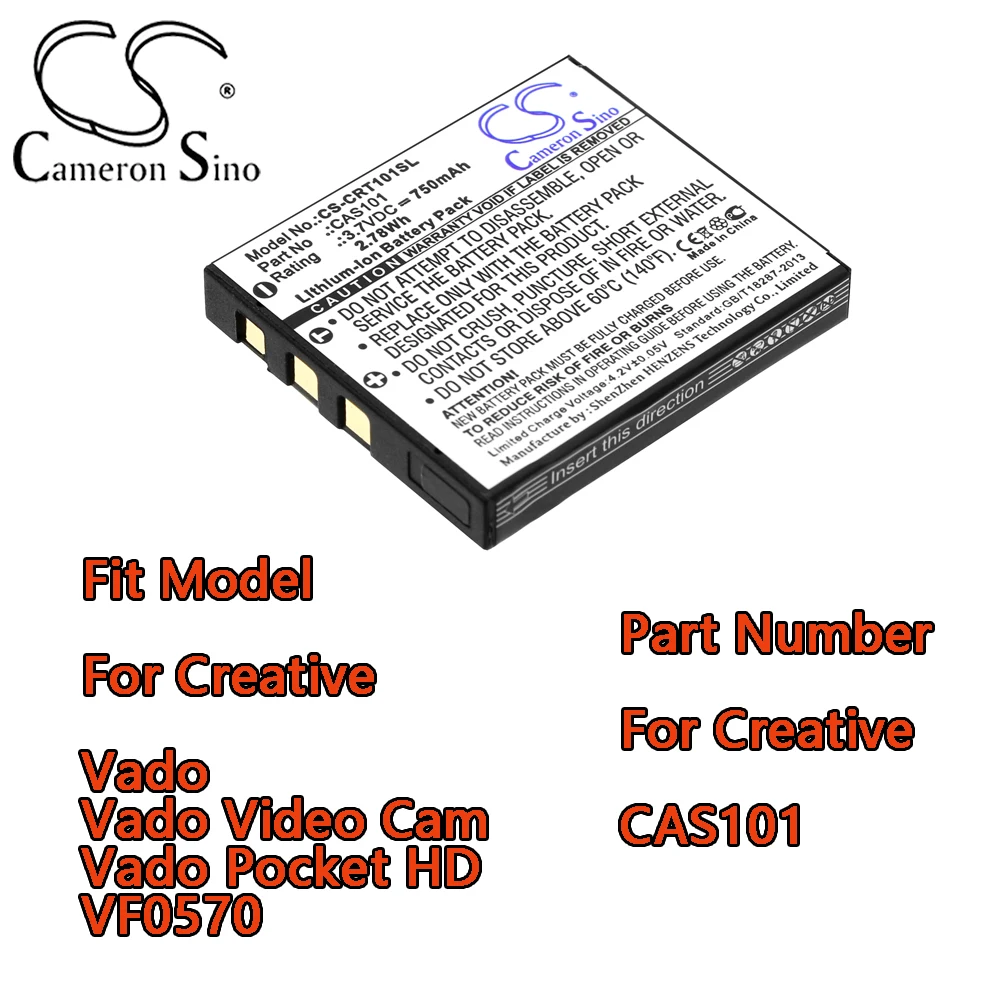 Аккумулятор Cameron Sino 750 мАч 3,7 В для видеокамеры Creative Vado Vado Pocket HD VF0570 CAS101
Аккумулятор Cameron Sino 750 мАч 3,7 В для видеокамеры Creative Vado Vado Pocket HD VF0570 CAS101