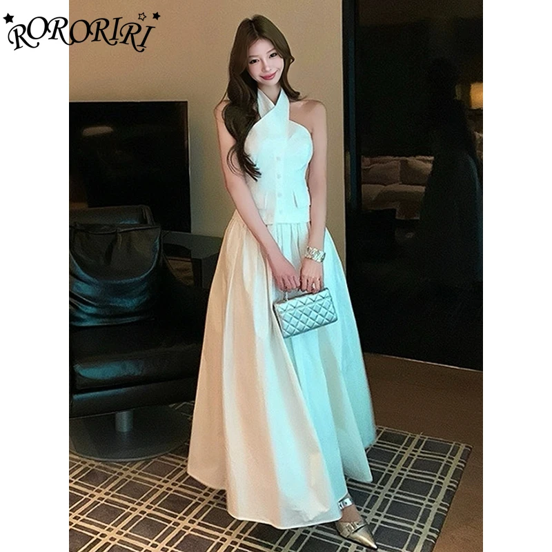 RORORIRI Solid Cross-over Halter Dress Women Strappy Off-shoulder Open Back Shirring A-line Long Dress Korean Summer Clothes
RORORIRI Solid Cross-over Halter Dress Women Strappy Off-shoulder Open Back Shirring A-line Long Dress Korean Summer Clothes