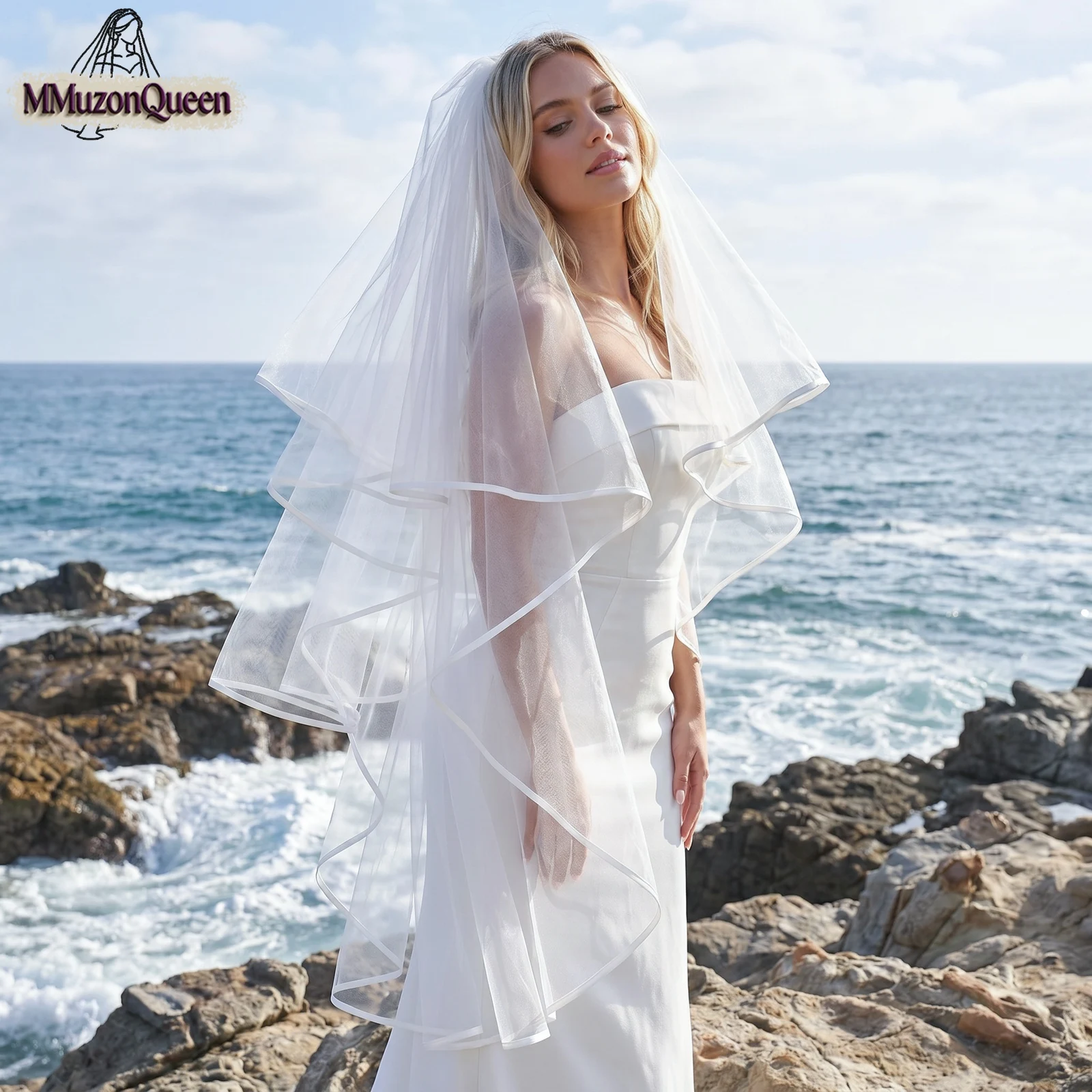 TOPQUEEN Ribbon Edge Velo De Novia Multi-Layered White Waltz Length Velos De Novia Elegantes Wedding Accessories M100
TOPQUEEN Ribbon Edge Velo De Novia Multi-Layered White Waltz Length Velos De Novia Elegantes Wedding Accessories M100