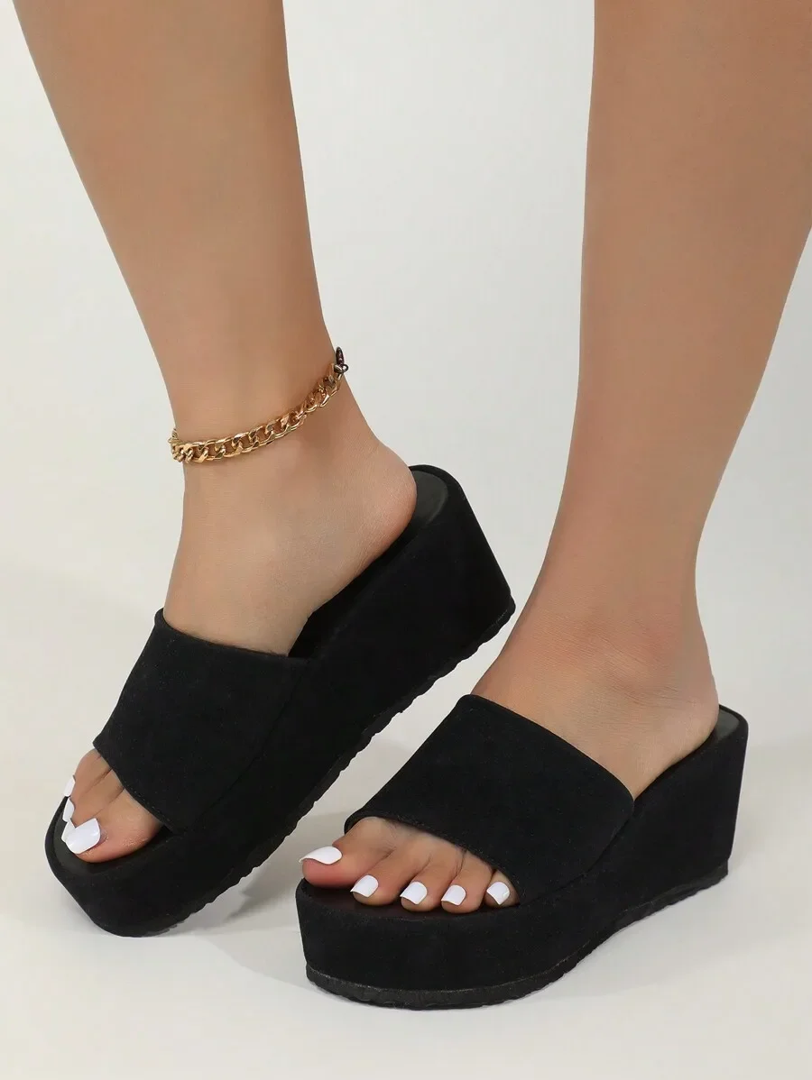 Womens Black Platform Wedge Sandals Slip-On Casual Summer Shoes With Thick Non-Slip Sole
Womens Black Platform Wedge Sandals Slip-On Casual Summer Shoes With Thick Non-Slip Sole