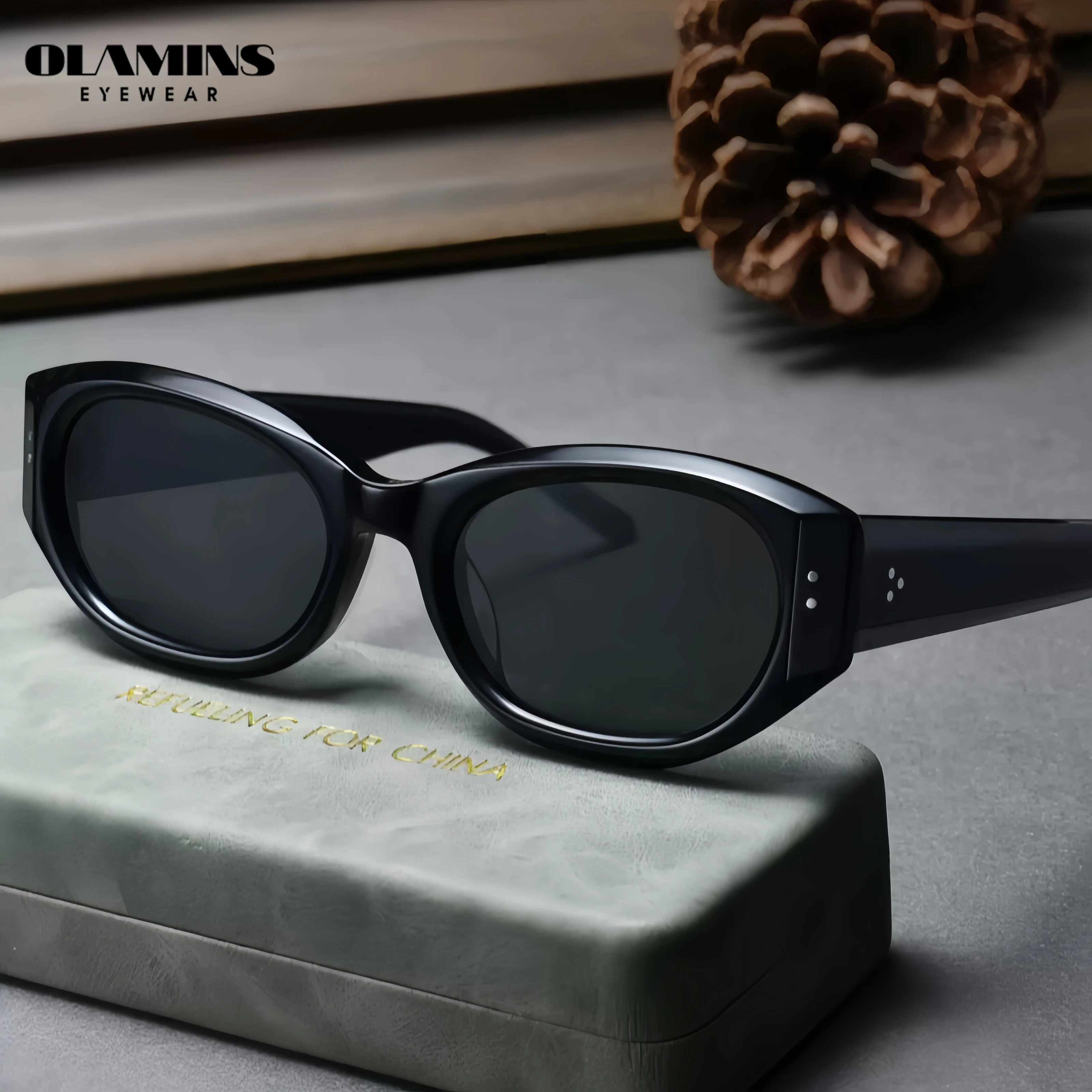 Olamins Vintage Oval Sunglasses, Black Acetate UV400, Unisex Big Face Slimming, Driving Fishing, CE KC REACH Certified
Olamins Vintage Oval Sunglasses, Black Acetate UV400, Unisex Big Face Slimming, Driving Fishing, CE KC REACH Certified