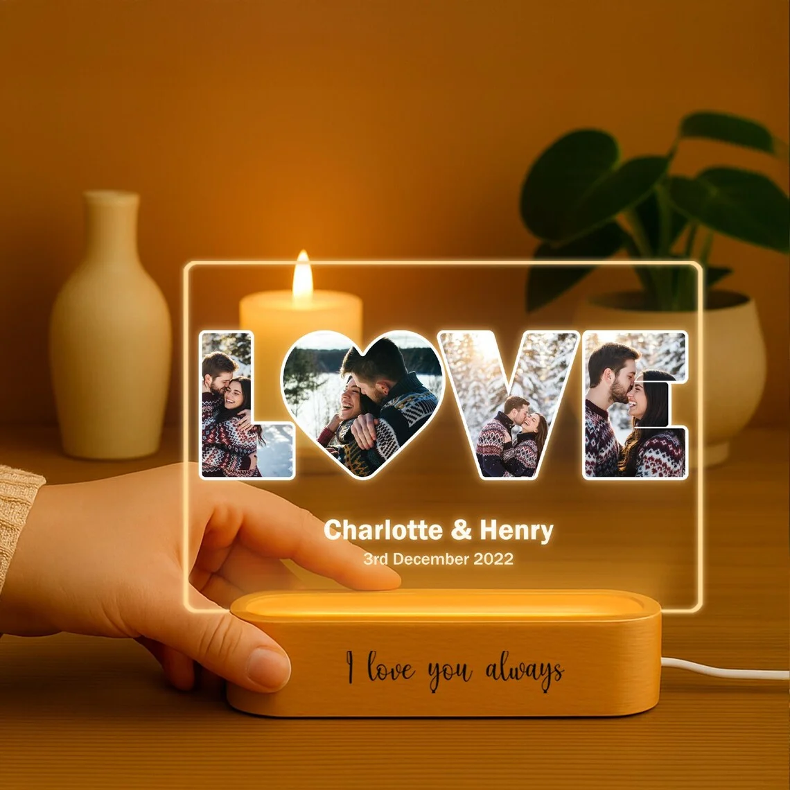 Персонализированный фото светодиодный ночник на День святого Валентина, акриловая картина, резьба по деревянной основе, текстовый ночник, подарок-любитель
Персонализированный фото светодиодный ночник на День святого Валентина, акриловая картина, резьба по деревянной основе, текстовый ночник, подарок-любитель