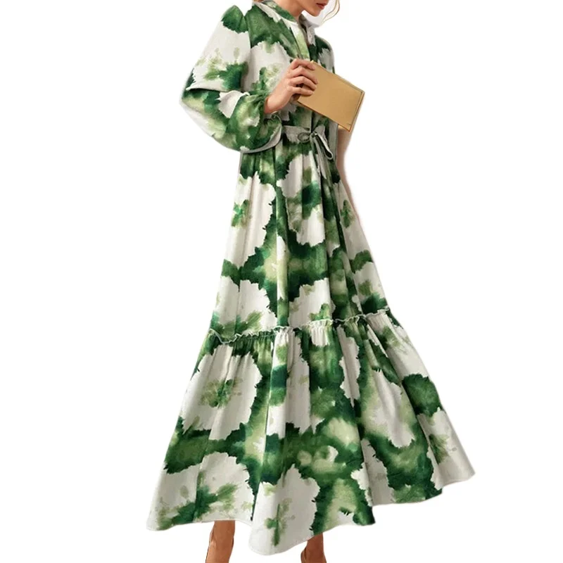 Women's Color‑block Print Maxi Dress Long Sleeve V Neck Drawstring Waist Ruffle Hem Casual Vacation Dresses
Women's Color‑block Print Maxi Dress Long Sleeve V Neck Drawstring Waist Ruffle Hem Casual Vacation Dresses