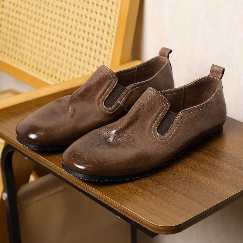 Cowhide Concise Casual Leather Shoes Men's Vintage Genuine Leather Breathable Loafers Male Soft Soles Business Dress Work Shoes
Cowhide Concise Casual Leather Shoes Men's Vintage Genuine Leather Breathable Loafers Male Soft Soles Business Dress Work Shoes