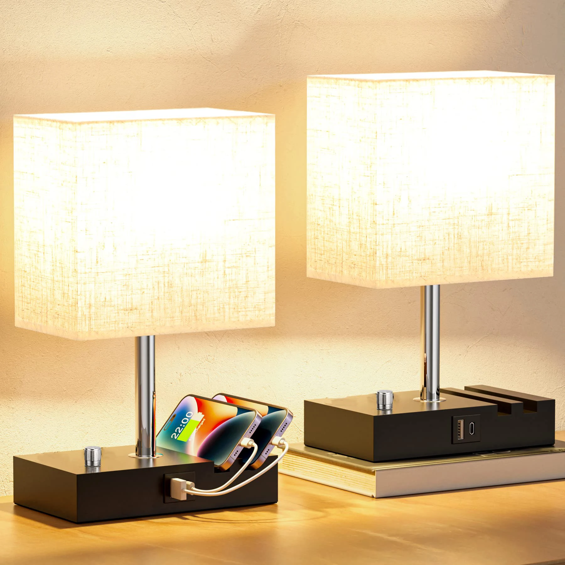 Desk Lamp with Two Phone Stands Fully Dimmable Bedside Lamp for Bedroom Rechargeable Led Light with USB A+C Ports Light Fixture
Desk Lamp with Two Phone Stands Fully Dimmable Bedside Lamp for Bedroom Rechargeable Led Light with USB A+C Ports Light Fixture